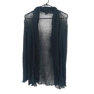 Black Mesh Open Knit Cardigan M Longline Sheer Gothic Witchy Layer Romantic Alt